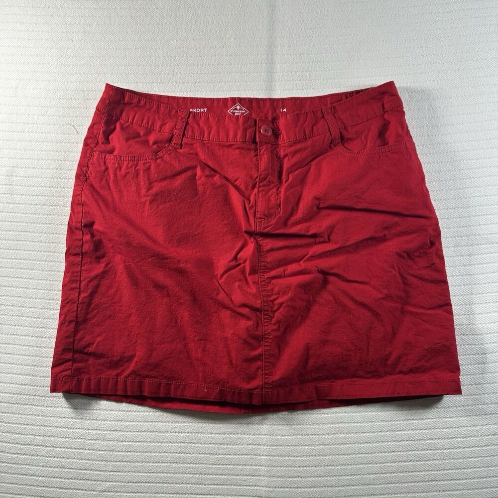 St John’s Bay Women’s Red Skort Size 14 Casual Stretch Mini Skirt Shorts